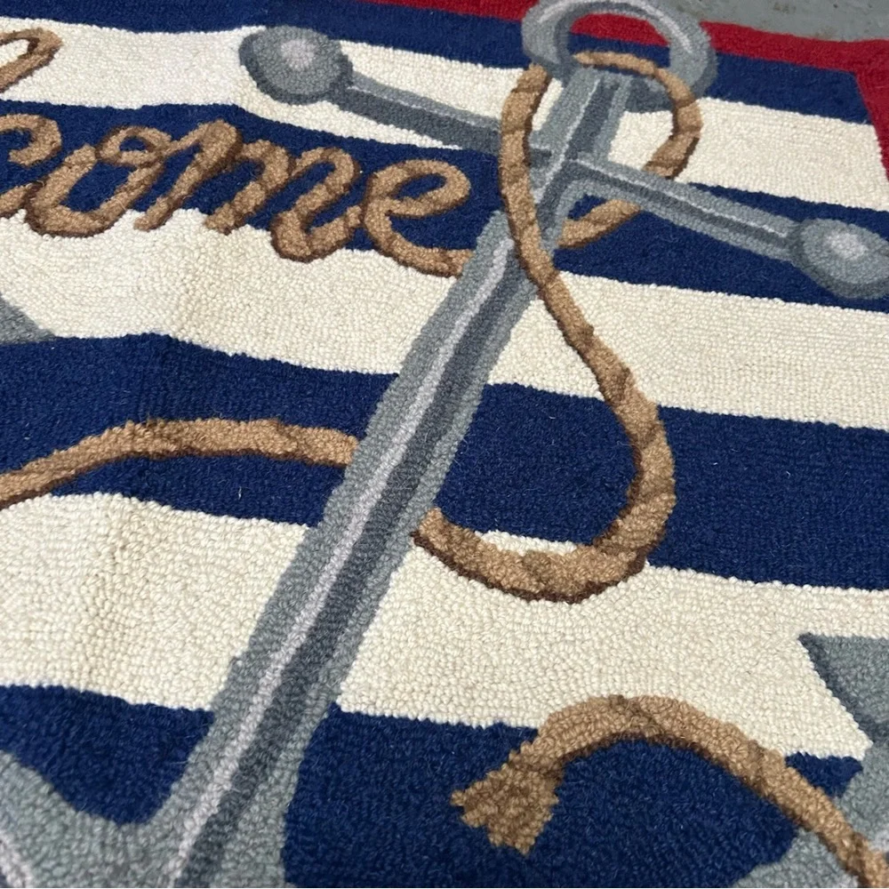 Nautical Welcome Mat with Anchor Design #1201257